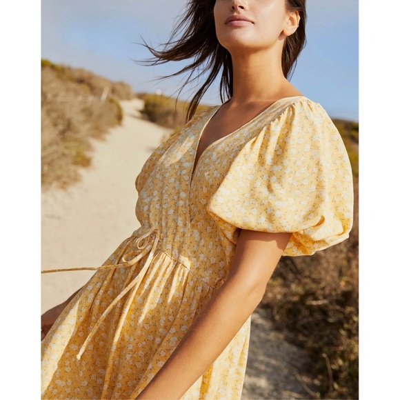 Christy Dawn The Dahlia Midi Puff-Sleeve Dress in Butterscotch Floral - Picture 4 of 7